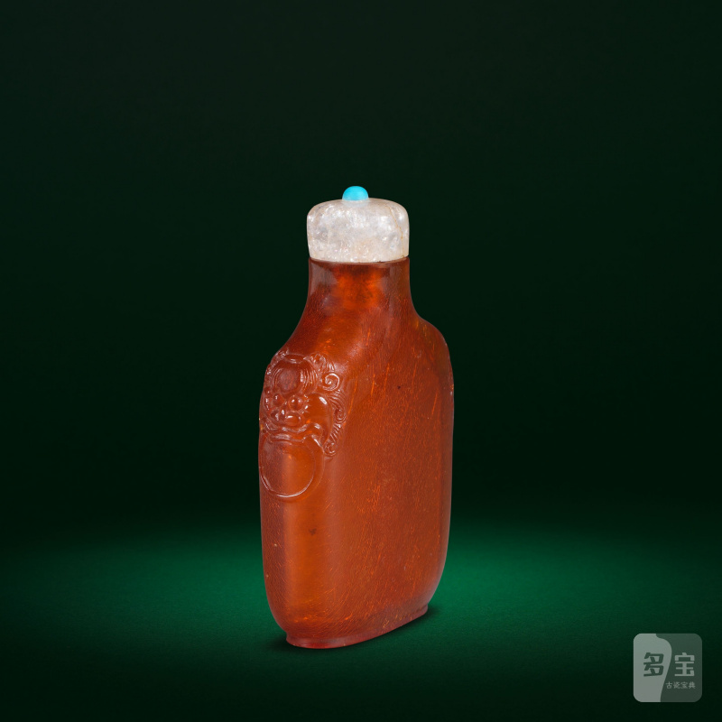 十八/十九世紀 琥珀鋪首耳鼻烟壺 | AN AMBER 'RING HANDLES' SNUFF BOTTLE - 图4